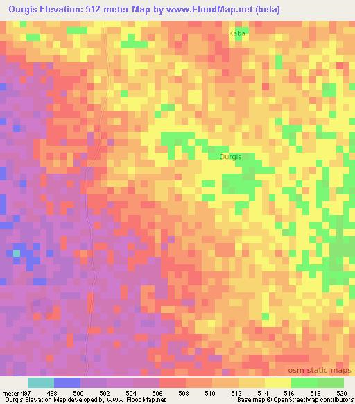 Ourgis,Chad Elevation Map
