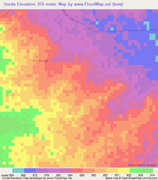 Ourda,Chad Elevation Map