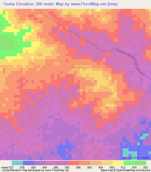 Ourba,Chad Elevation Map