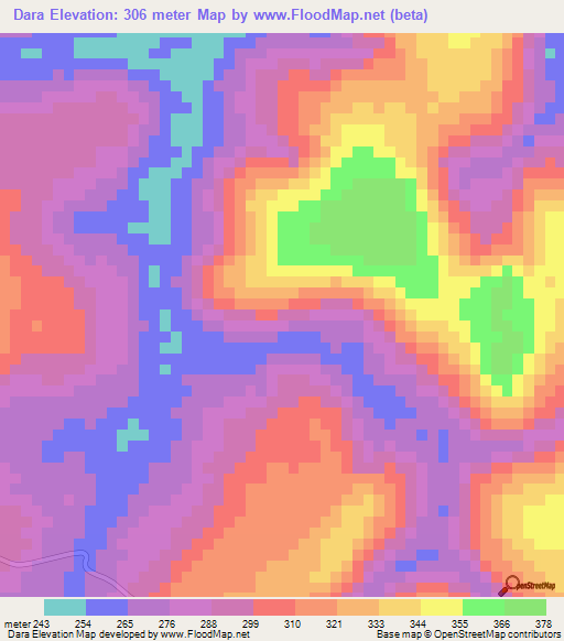 Dara,Guinea Elevation Map