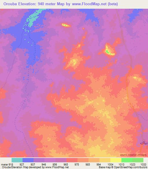 Orouba,Chad Elevation Map
