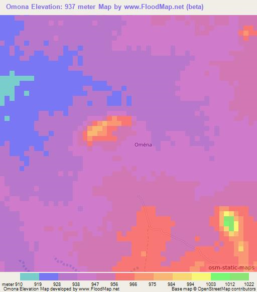 Omona,Chad Elevation Map