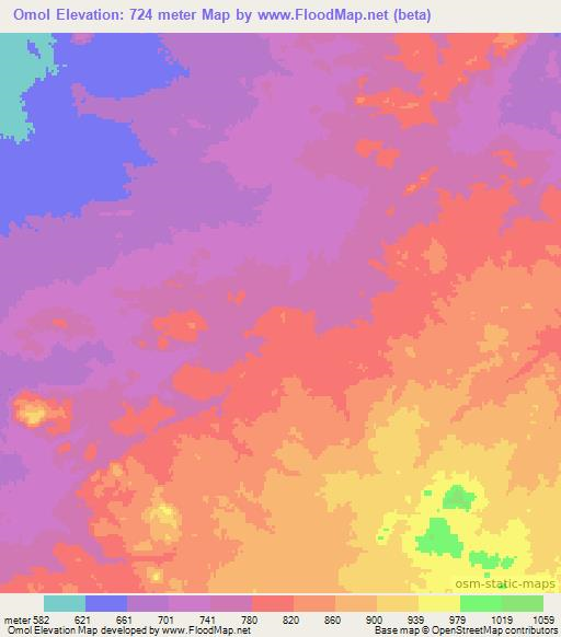 Omol,Chad Elevation Map