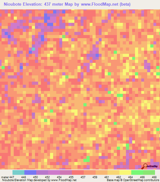 Nioubote,Chad Elevation Map