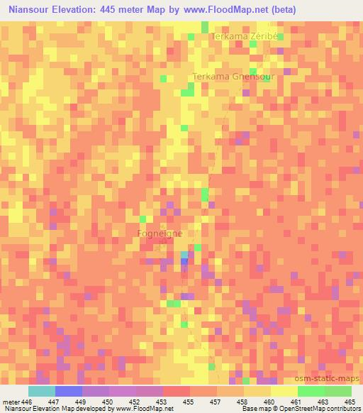 Niansour,Chad Elevation Map