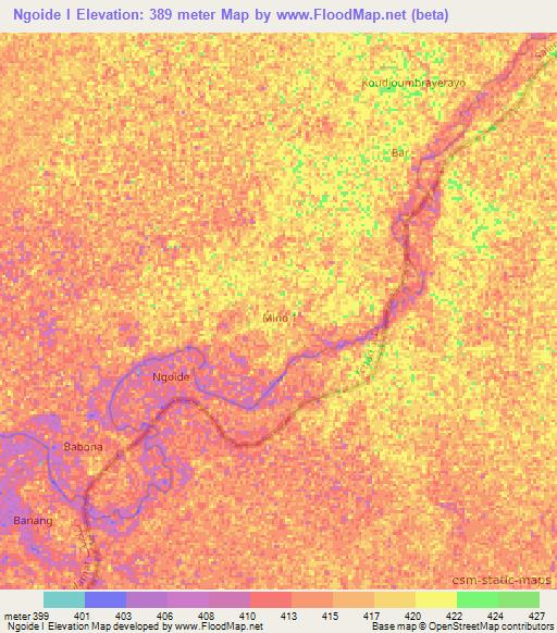 Ngoide I,Chad Elevation Map