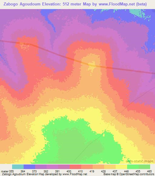 Zabogo Agoudoum,Chad Elevation Map