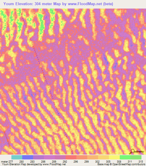 Youm,Chad Elevation Map