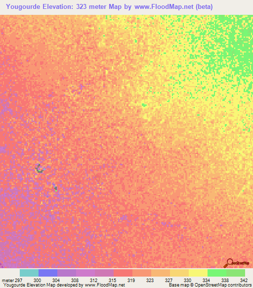 Yougourde,Chad Elevation Map