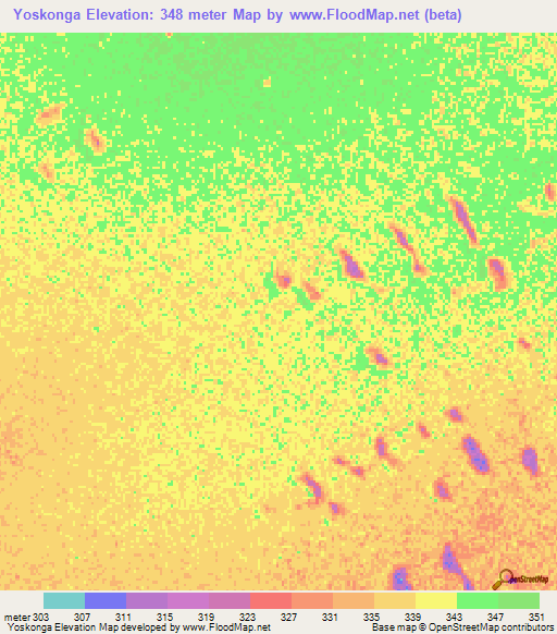 Yoskonga,Chad Elevation Map