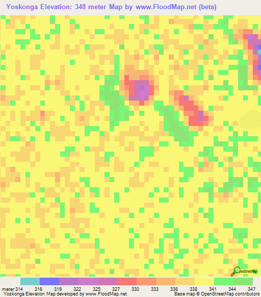 Yoskonga,Chad Elevation Map