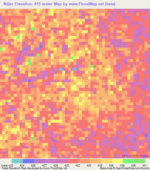 Ndjer,Chad Elevation Map