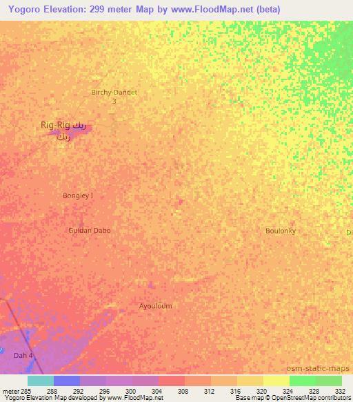 Yogoro,Chad Elevation Map