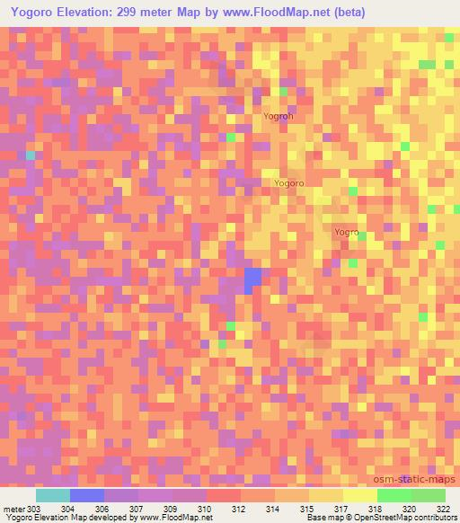 Yogoro,Chad Elevation Map
