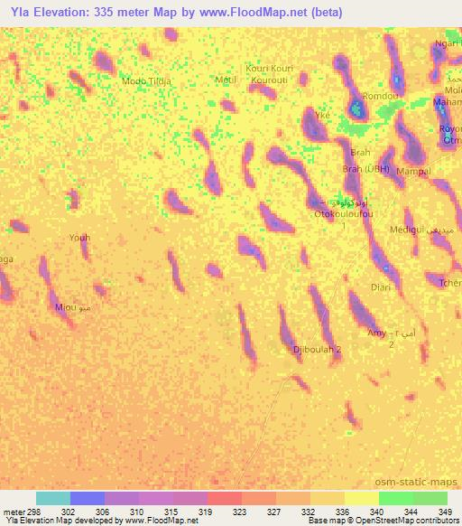 Yla,Chad Elevation Map