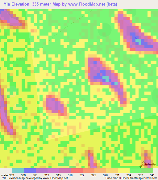 Yla,Chad Elevation Map