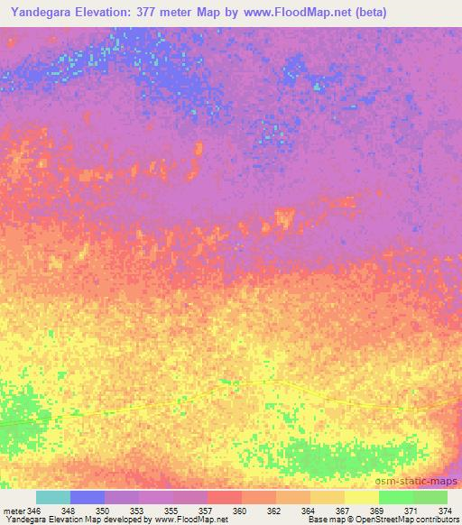 Yandegara,Chad Elevation Map