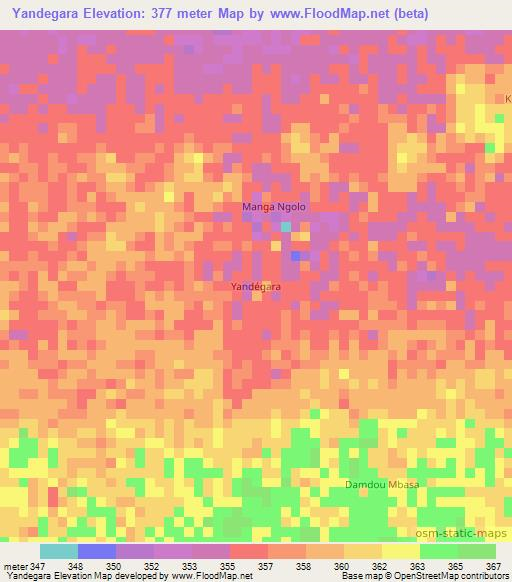 Yandegara,Chad Elevation Map