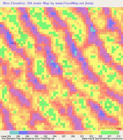 Won,Chad Elevation Map