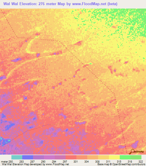 Wal Wal,Chad Elevation Map