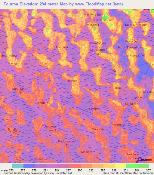 Tourma,Chad Elevation Map
