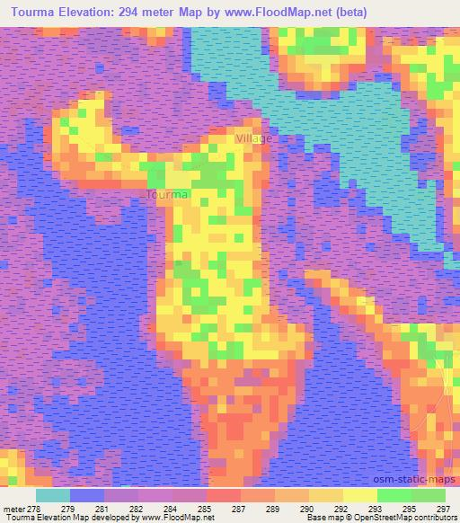 Tourma,Chad Elevation Map