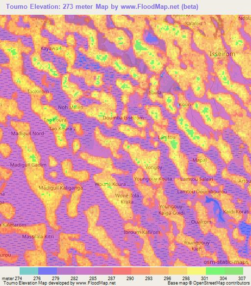 Toumo,Chad Elevation Map