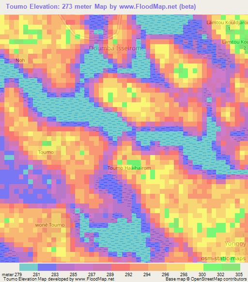 Toumo,Chad Elevation Map