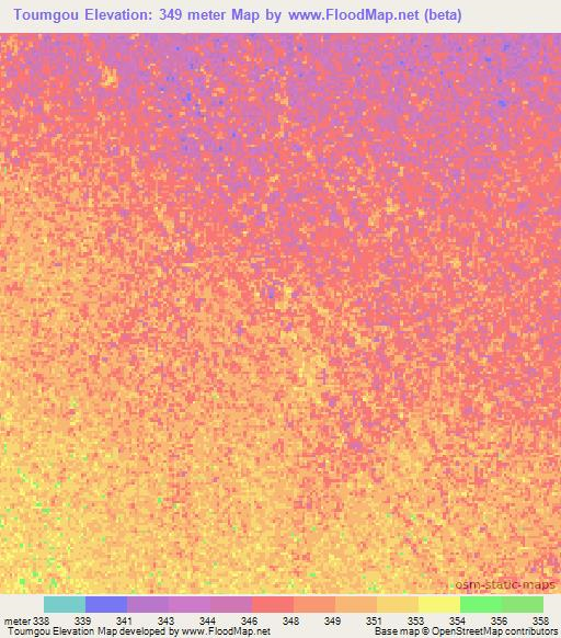 Toumgou,Chad Elevation Map