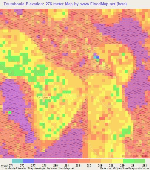 Toumboula,Chad Elevation Map