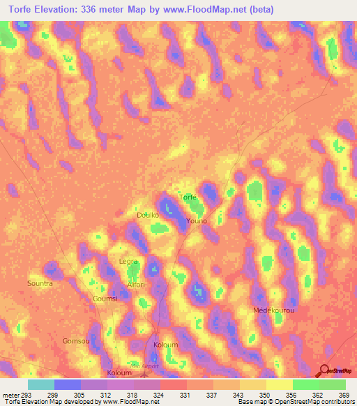 Torfe,Chad Elevation Map