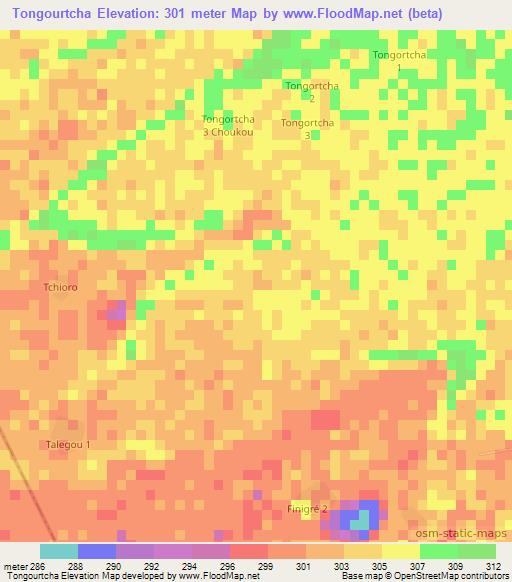 Tongourtcha,Chad Elevation Map