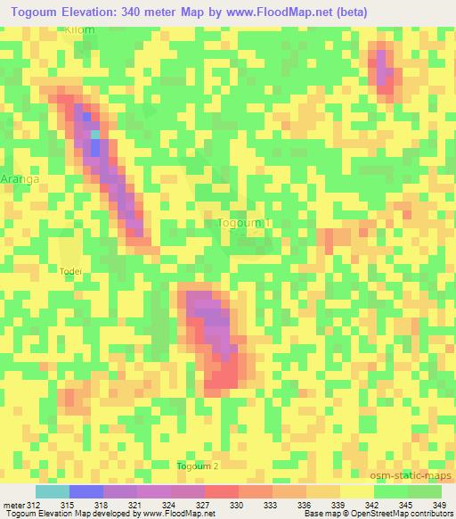 Togoum,Chad Elevation Map