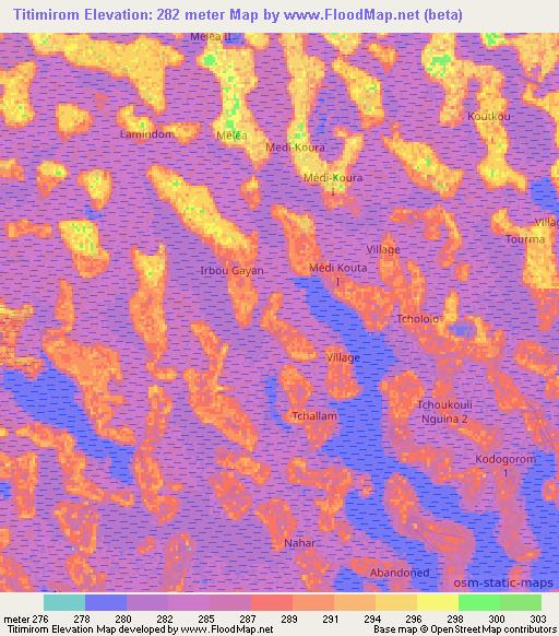 Titimirom,Chad Elevation Map