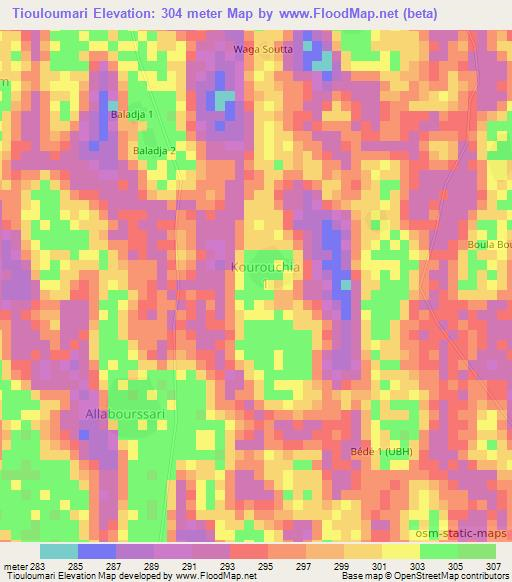 Tiouloumari,Chad Elevation Map