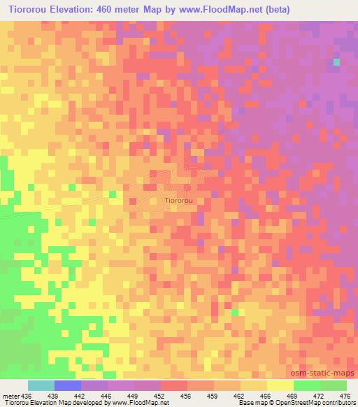 Tiororou,Chad Elevation Map