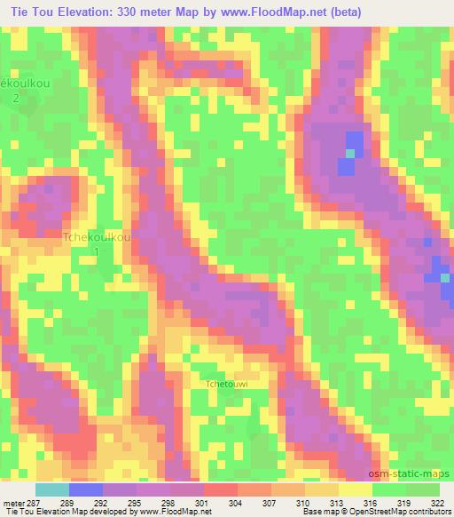 Tie Tou,Chad Elevation Map