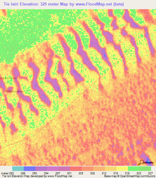 Tie Isiri,Chad Elevation Map