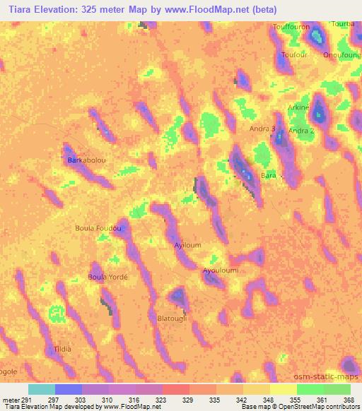 Tiara,Chad Elevation Map