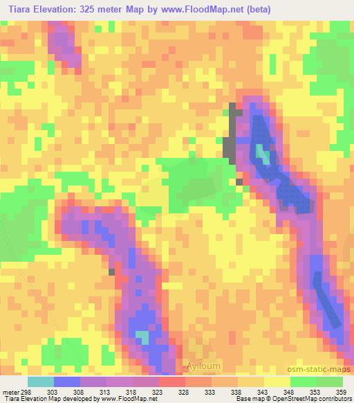 Tiara,Chad Elevation Map