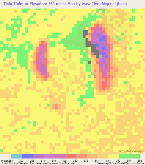 Tiala Tinimou,Chad Elevation Map