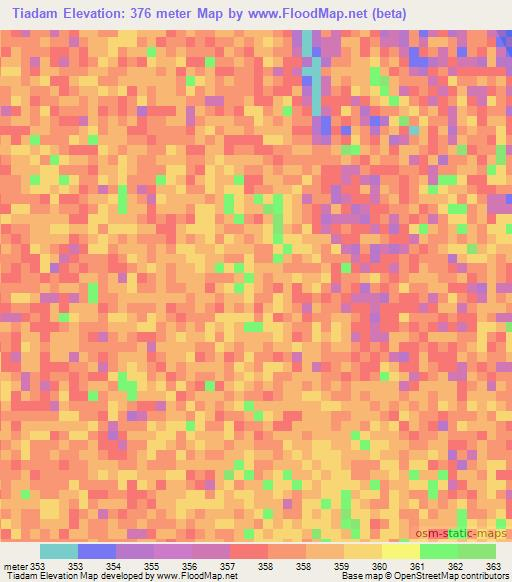 Tiadam,Chad Elevation Map