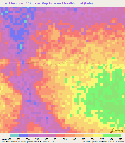 Ter,Chad Elevation Map