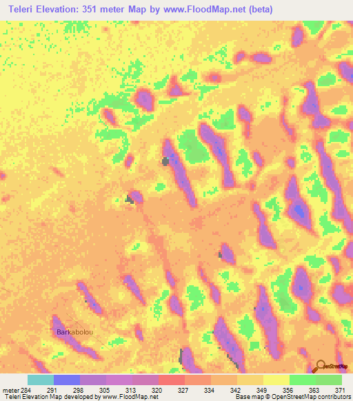 Teleri,Chad Elevation Map