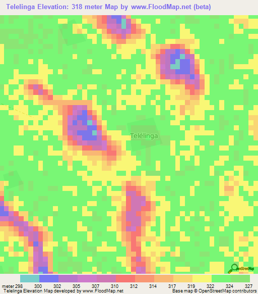Telelinga,Chad Elevation Map