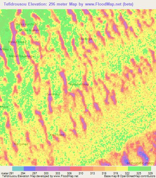 Tefidrousou,Chad Elevation Map