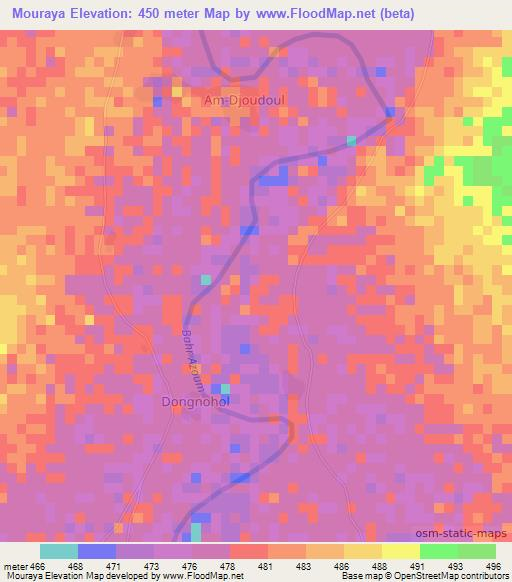 Mouraya,Chad Elevation Map