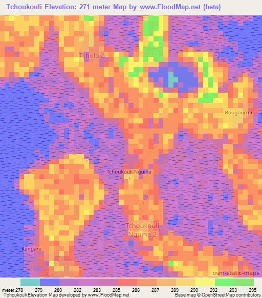 Tchoukouli,Chad Elevation Map