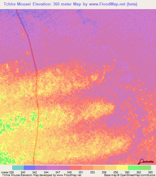 Tchire Mousei,Chad Elevation Map