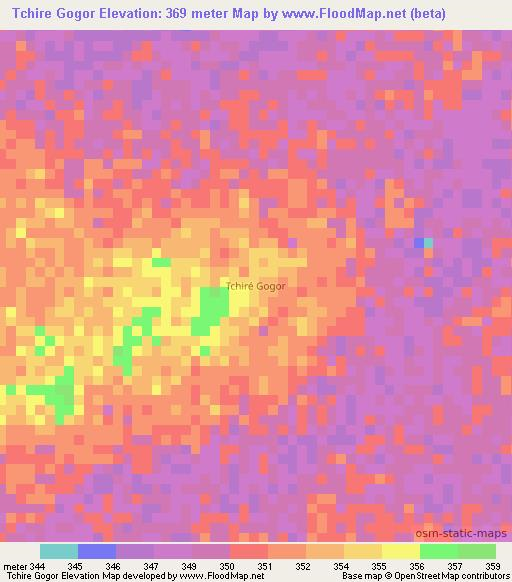 Tchire Gogor,Chad Elevation Map
